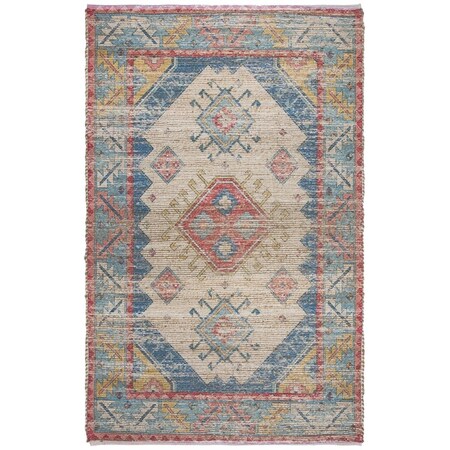 Safavieh Saffron Global Rectangle Hand Loomed RugsCream & Blue 8 x 10 ft. SFN509A-8